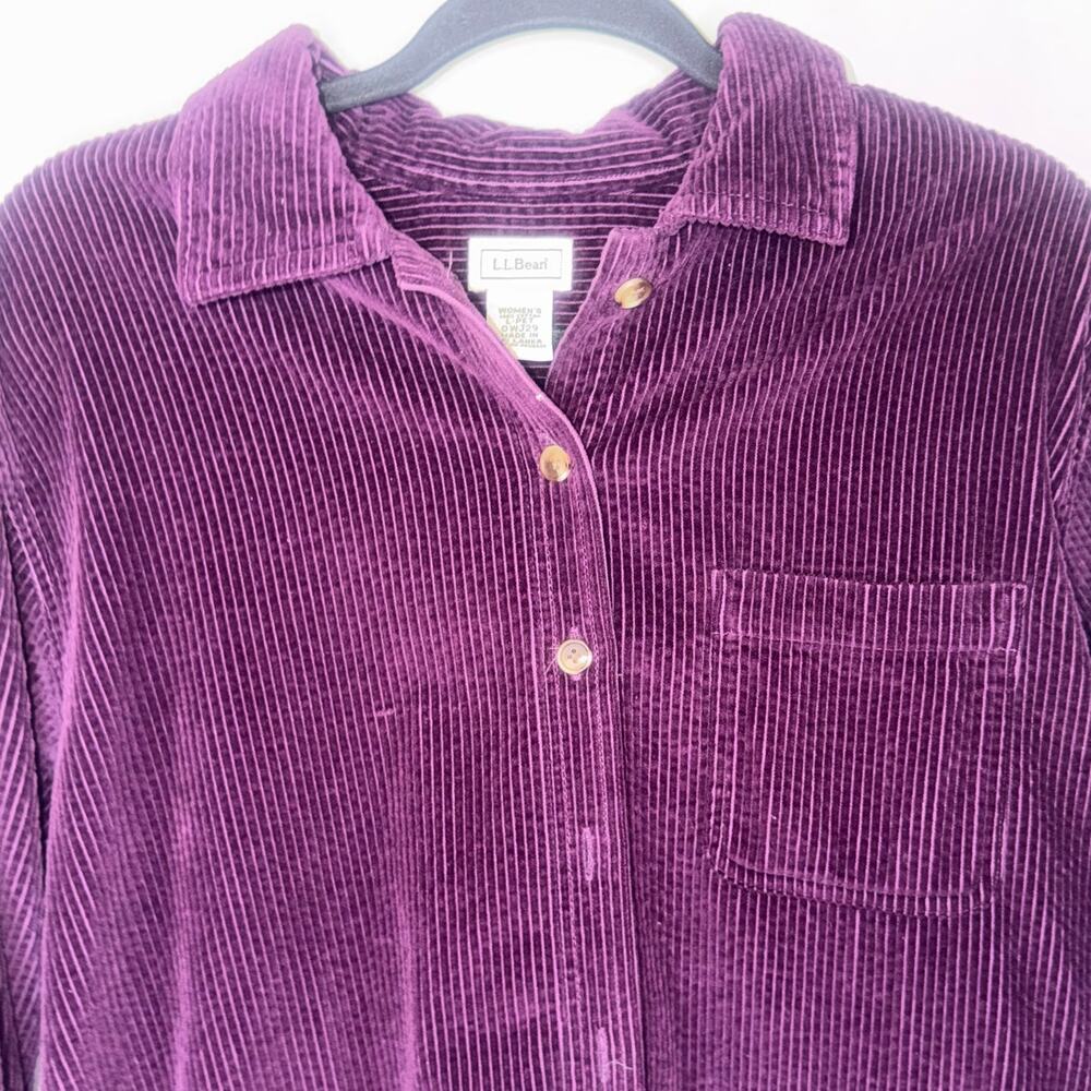 L.L. Bean Womens Large Petitie Purple VTG Y2K Corduroy Shacket Shirt Jacket